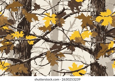 Camuflaje sin patrón. Fondo de camuflaje de caza. Patrón de árbol real. Camuflaje digital. Camuflaje de Vector. Patrón de roble