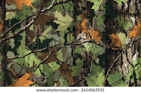Camouflage seamless pattern. Hunting camouflage background. Vector tree hunting camouflage woodland pattern. Deer hunting camo