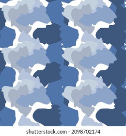Patrón sin fisuras de camuflaje. Formas irregulares de fondo de escritorio interminable. Resumen de la huella animal. Fondo divertido de elementos de camo de doodle. Diseño creativo para tela, impresión textil, envoltura, cubierta