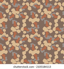 Camouflage seamless pattern. Irregular shapes endless wallpaper. Abstract animal print. Funny doodle camo elements background. Creative design for fabric, textile print, wrapping, cover