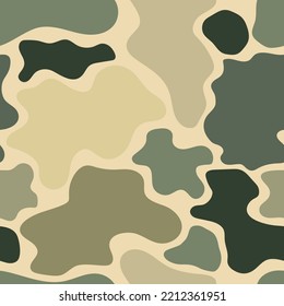 Camouflage seamless pattern, khaki spots repeating background, military theme green background