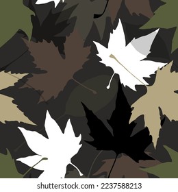 Camouflage seamless pattern of leaves. Vector illustration for your design