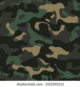 
Camouflage seamless pattern. Military background. Hunting ornament. Print on fabric, paper, vinyl. Modern vector texture