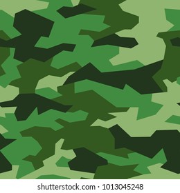 Camouflage seamless pattern with military geometric ornament. Abstract vector template with background for fabric and fashion.