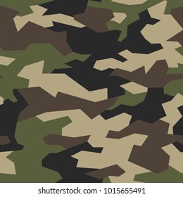Camouflage seamless pattern with military geometric ornament. Abstract vector template with background for fabric and fashion.