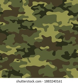 Camouflage seamless pattern. Military texture of green spots. Abstract army background. Print