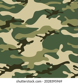 Camouflage seamless pattern. Military texture. Abstract camo from spots. Print on fabric and clothing. Vector