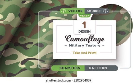 Camouflage seamless pattern, military texture, war fabric