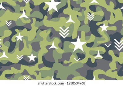 Camouflage seamless pattern, military uniform print for fabric, army,soldier texture background. - Vector