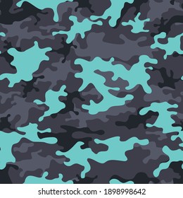
Camouflage seamless pattern modern. Abstract background of neon and dark spots on a gray background. Camo urban style. Print on fabric on clothes. Vector illustration