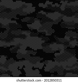 Camouflage seamless pattern modern. Abstract camo from hexagonal elements. Military texture. Print on fabric on clothes. Vector illustration