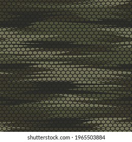 Camouflage seamless pattern modern. Dark and green lines on a gray background. Abstract camo. Endless texture. Print on fabric on textiles. Vector illustration