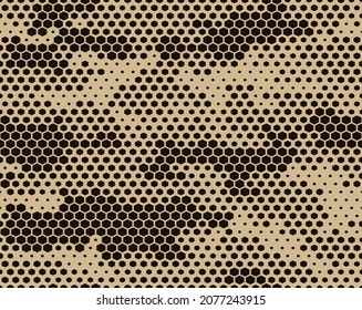Camouflage seamless pattern modern. Military texture hexagonal elements. Print on fabric and clothes. Vector illustration