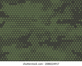 Camouflage seamless pattern modern. Military texture from hexagonal elements. Print on fabric and clothes. Vector