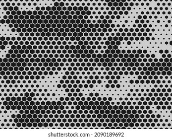 Camouflage seamless pattern modern. Military texture from hexagonal elements. Print on fabric and clothes. Vector