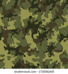 Camouflage seamless pattern on fabric on paper. Print vector