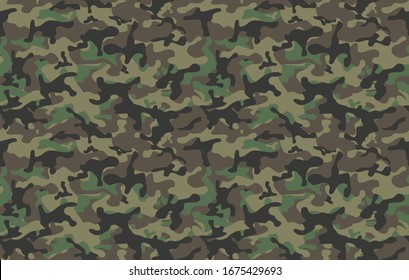 Camouflage seamless pattern on textile. Vector