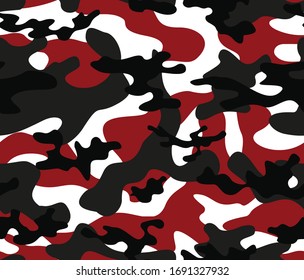 camouflage seamless pattern on textile. red background. Stylish design.