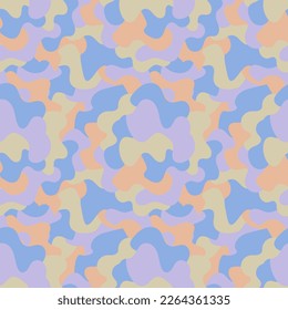 Camouflage seamless pattern in pastel colors. Vector illustration for print, fabric, cover, packaging, interior decor, blog decoration and other your projects.