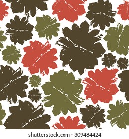 Camouflage seamless pattern with a picture of a pine cone. Color print on white background.
