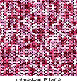 Camouflage seamless pattern with pink hexagonal endless geometric camo