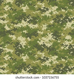 Camouflage seamless pattern. Pixel camo, repeat print. Vector illustration.