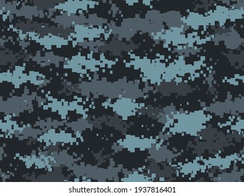 Camouflage seamless pattern. Pixel camo. Military texture. Digital background. Print on fabric on clothes. Vector illustration
