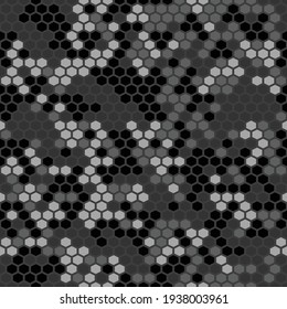 Patrón sin fisuras de camuflaje. El camo de píxeles hecho de elementos hexagonales. Textura militar. Impresión sobre tela textil. Ilustración del vector