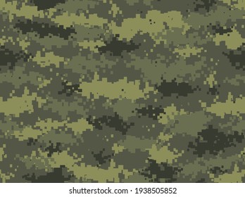 Camouflage seamless pattern. Pixel camo. Modern military texture. Print on fabric on clothes. For hunting and fishing. Vector illustration
