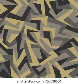 Camouflage seamless pattern with polygonal urban ornament. Vector illustration.