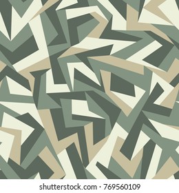 Camouflage seamless pattern with polygonal urban ornament. Vector illustration.