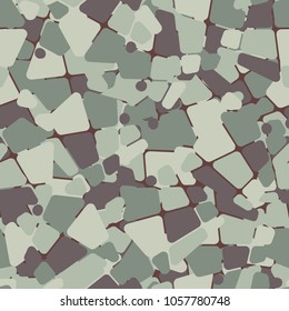 Camouflage. Seamless pattern. Quadrangles broken into multi-colored fragments chaotically located.