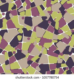 Camouflage. Seamless pattern. Quadrangles broken into multi-colored fragments chaotically located.