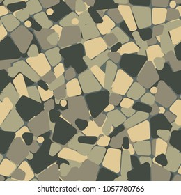 Camouflage. Seamless pattern. Quadrangles broken into multi-colored fragments chaotically located.