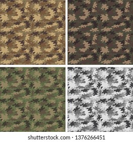 Camouflage seamless pattern set. Military texture