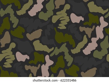 Camouflage seamless pattern in a shades of green, brown, beige colors. Vector illustration.