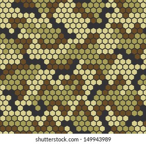 Camouflage seamless pattern. Snake skin style. Four woodland colors.
