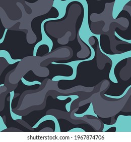 Camouflage seamless pattern from spots. Abstract camo. Texture from water spots. Modern print on fabric and textiles. Vector illustration