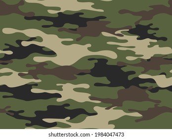 Camouflage seamless pattern from spots. Military texture. Abstract camo. Print on fabric and clothes. For hunting and fishing Vector illustration.