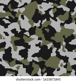 Camouflage seamless pattern. Stained camo texture background. Abstract military endless texture for army and hunting textile print. Vector illustration.