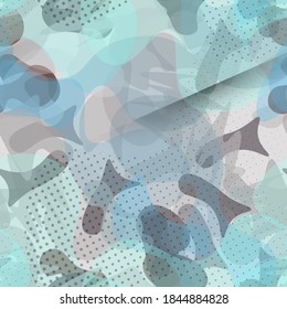 Camouflage Seamless Pattern. Summer Texture Military. Urban  Endless Repeats Surface. Vector Camo Fabric . Woodland Concept. Creative Army Hunting Print. Extreme Style Illustration.
