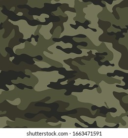 
Camouflage seamless pattern for textile prints. military texture. Vector graphics. Forest green pattern background.