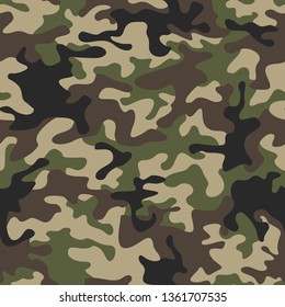 Camouflage seamless pattern texture. Abstract modern vector military camo backgound. Fabric textile print template. Vector illustration.