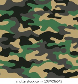 Textura de patrón sin fisuras de camuflaje. Respaldo de cámara militar vector moderno. Plantilla de impresión textil de tejido. Ilustración vectorial.