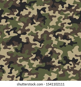 Camouflage seamless pattern texture. Abstract modern vector military camo backgound. Fabric textile print template. Vector illustration.