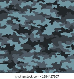 Camouflage nahtlose Muster Textur. Abstrakter, moderner, Vektorgrafik-Camo-Hintergrund. Stoffdruck-Vorlage. Vektorgrafik.