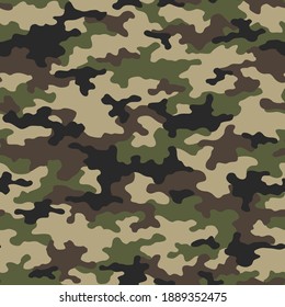 Camouflage seamless pattern texture. Abstract modern vector military camo backgound. Fabric textile print template. Vector illustration.