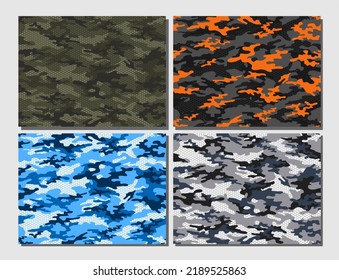 Camouflage seamless pattern texture. Abstract modern vector military camo background set . Fabric textile print template. Vector illustration.