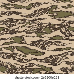 Camouflage seamless pattern. Tiger stripe camouflage pattern. Forest real tree camouflage design. Hunting camouflage. Tiger stripe pattern.