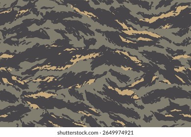 Camouflage seamless pattern. Tiger stripes. Hunting camouflage background. Digital camouflage. Abstract camo pattern